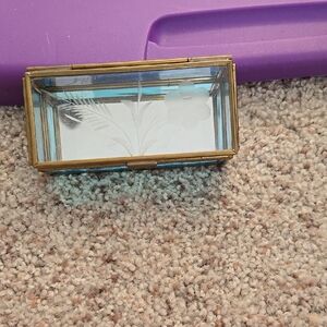 Glass Trinket Box with Gold Trim